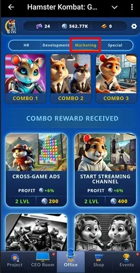 Hamster Kombat daily combo card MARKETING